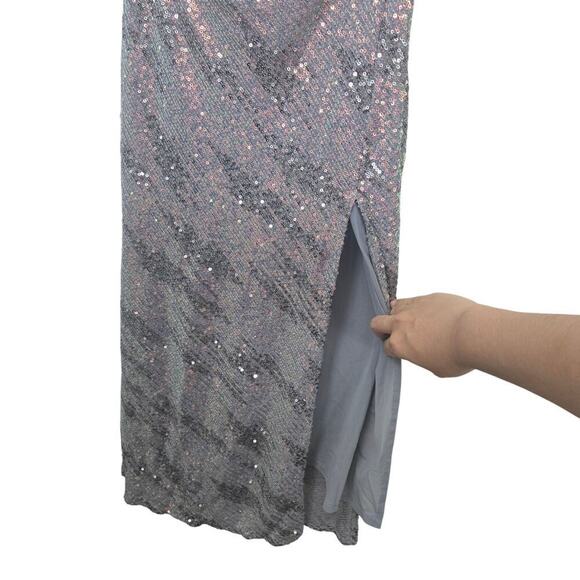 ASTR the Label Hollywood Sequin Midi Dress M Silver Pink Party - Picture 8 of 12
